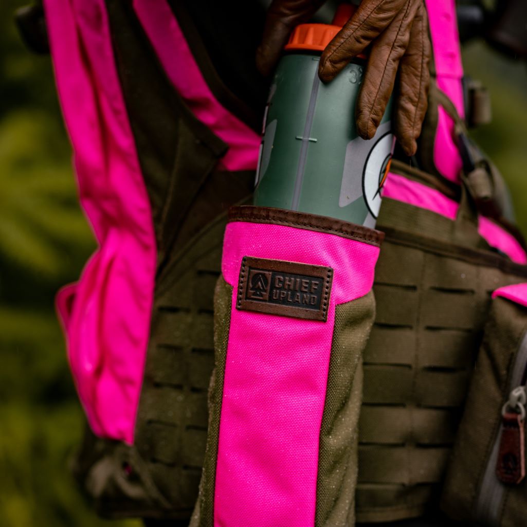 Water Bottle Pouch - Structured Top | Blaze Pink & Olive