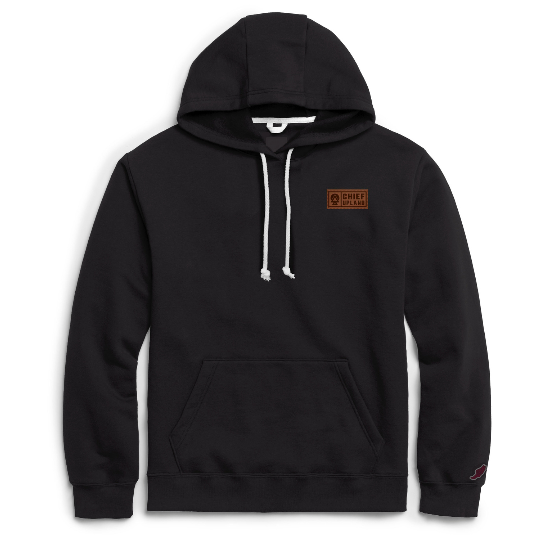 Hoodie with 2025 leather patch
