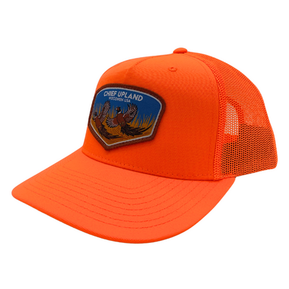 Snapback - Blaze Orange - Rooster Pair Patch Hat