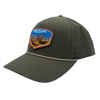Snapback - Olive/Tannin Rope - Rooster Pair Laser Perf Patch Hat