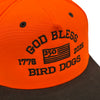 God Bless Bird Dogs | America 250 - Twill Snapback Hat - Blaze Orange/Brown Waxed