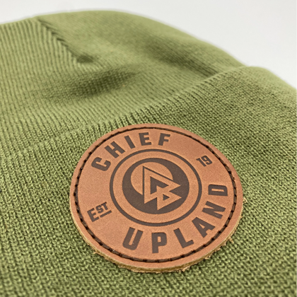 Cuff Beanie - Olive - Leather Roundel
