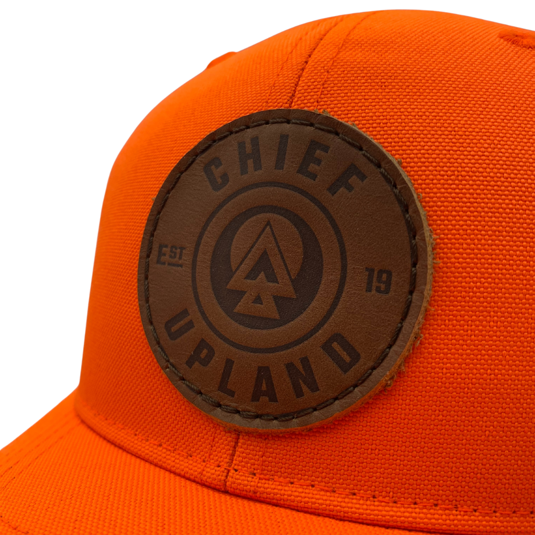 Snapback Hat - Blaze Orange - Leather Roundel