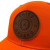 Snapback Hat - Blaze Orange - Leather Roundel